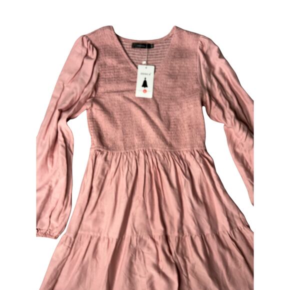 ZESICA Women's Casual V Neck Long Sleeve Smocked High Waist Ruffle Size M - Picture 8 of 9